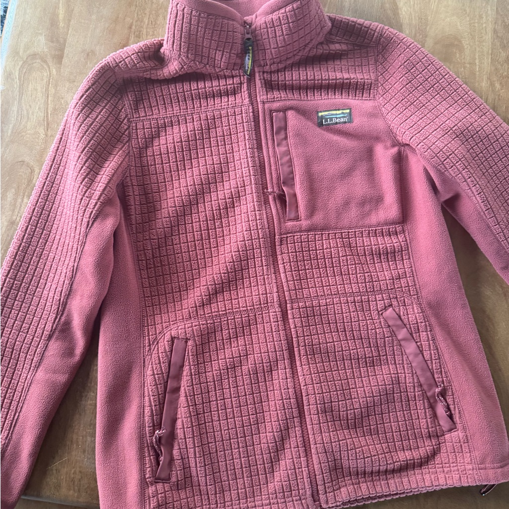 L.L.Bean Dusty Red Quilted Fleece Zip Jacket